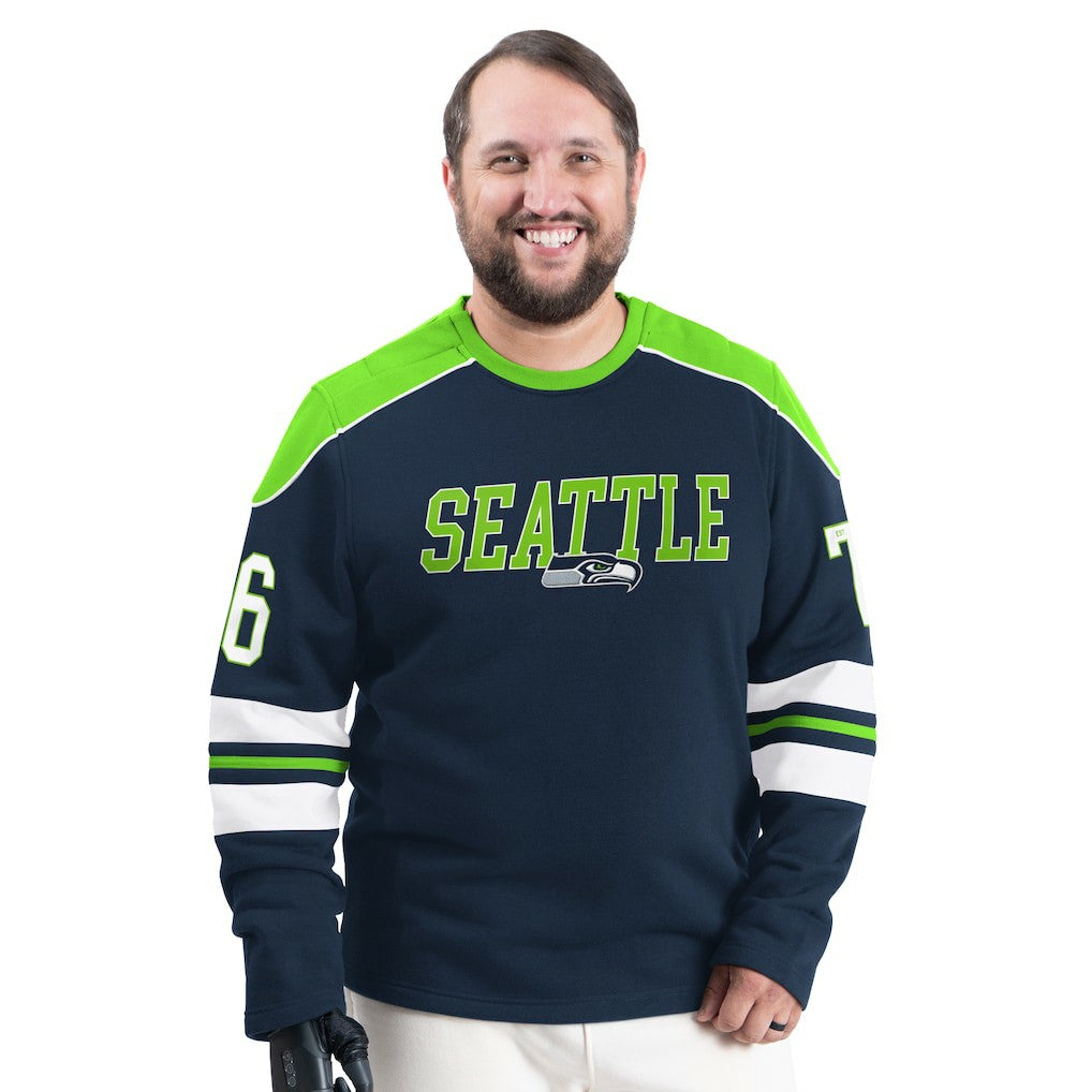Seattle Seahawks G-III Sports by Carl Banks Adaptive Lord Stanley Crewneck Sweatshirt College Navy - NFL