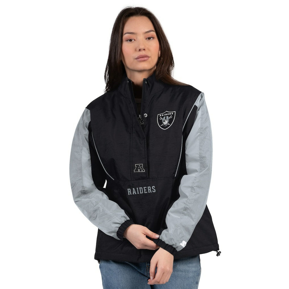 Las Vegas Raiders Starter Women's Thursday Night Gridiron Half-Zip Jacket Black/Silver - NFL