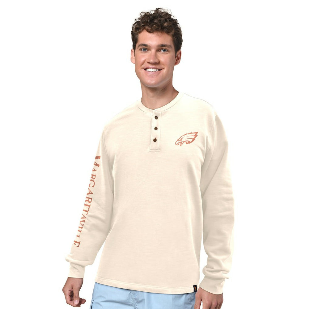 Philadelphia Eagles Margaritaville Five O'Clock Henley Long Sleeve T-Shirt Cream - NFL