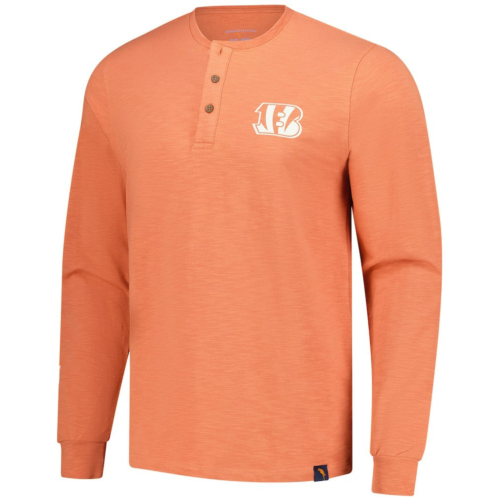 Cincinnati Bengals Margaritaville Five O'Clock Henley Long Sleeve T-Shirt Coral - NFL