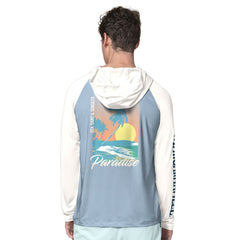 Los Angeles Rams Margaritaville Sand, Sea, Sunsets Long-Sleeve Rashguard Hoodie Pullover -Light Blue/Cream - NFL