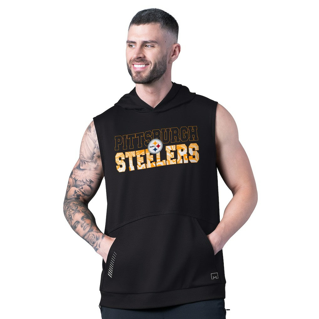 Pittsburgh Steelers MSX by Michael Strahan Tri-Blend Rebound Sleeveless Hoodie Black - NFL