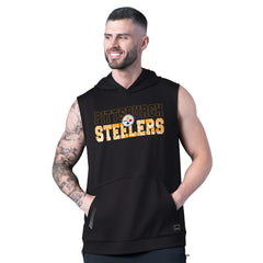 Pittsburgh Steelers MSX by Michael Strahan Tri-Blend Rebound Sleeveless Hoodie Black - NFL