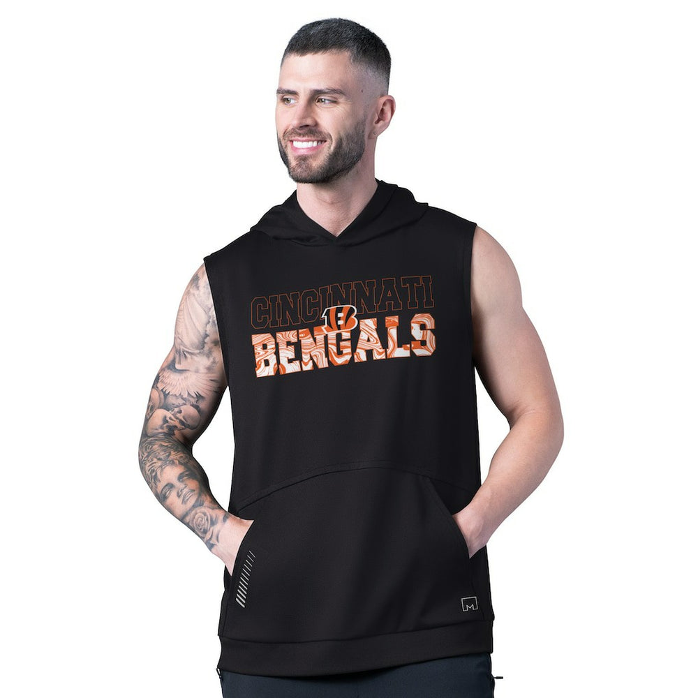 Cincinnati Bengals MSX by Michael Strahan Tri-Blend Rebound Sleeveless Hoodie Black - NFL