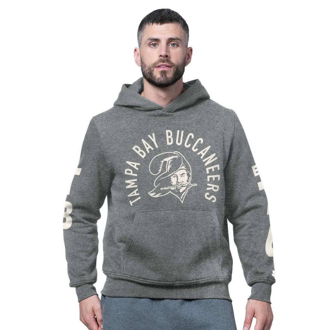 Tampa Bay Buccaneers Starter Handoff Vintage Logo Fleece Hoodie Sweatshirt Charcoal - NFL