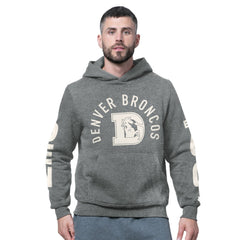 Denver Broncos Starter Handoff Vintage Logo Fleece Hoodie Sweatshirt Charcoal - NFL