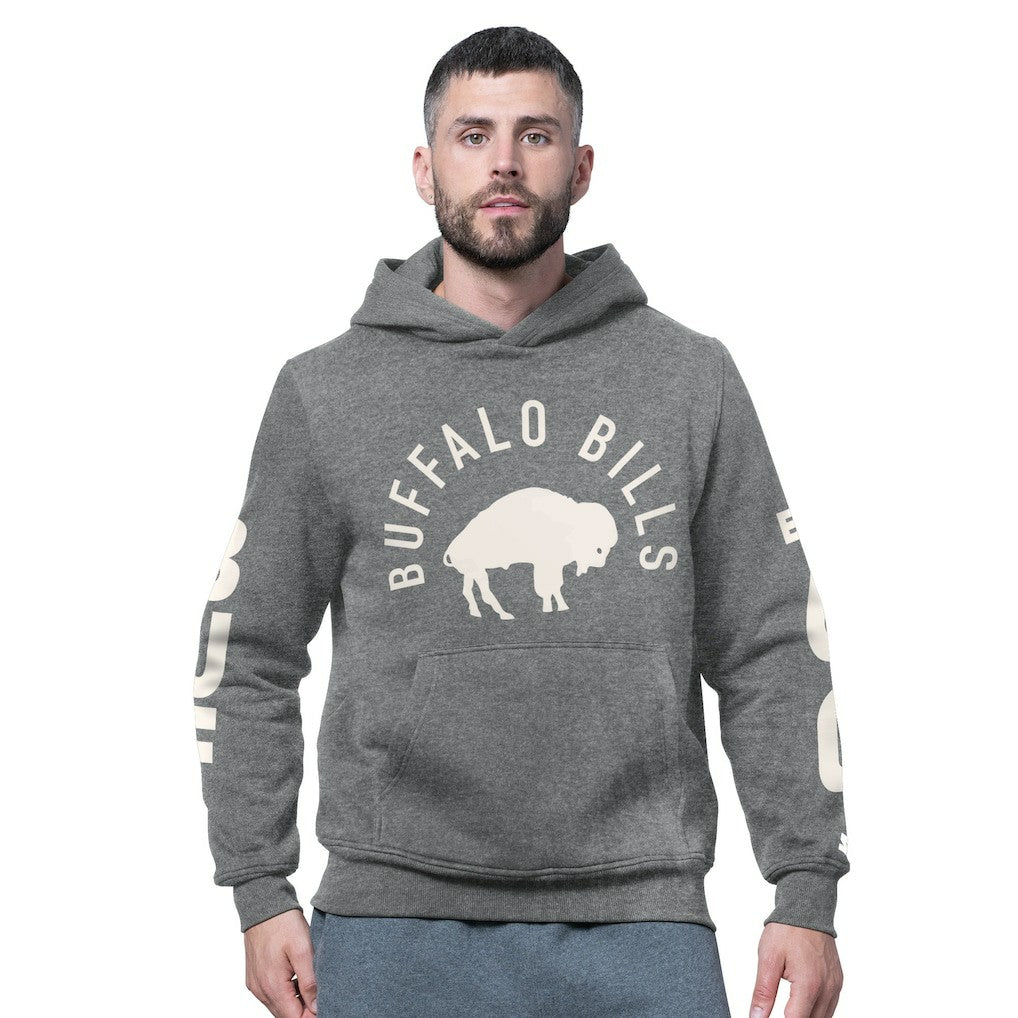Buffalo Bills Starter Handoff Vintage Logo Fleece Hoodie Sweatshirt Charcoal - NFL