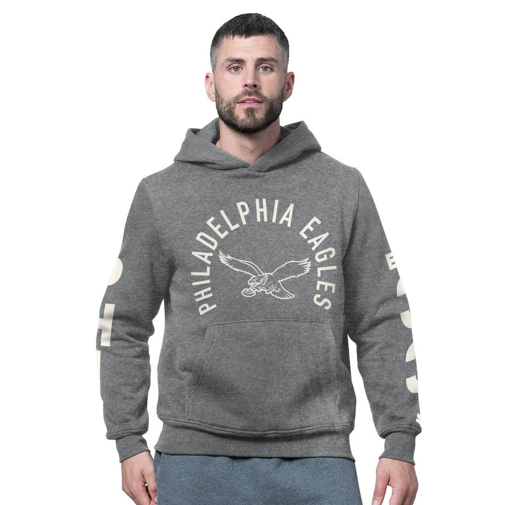 Philadelphia Eagles Starter Handoff Vintage Logo Fleece Hoodie Sweatshirt Charcoal - NFL