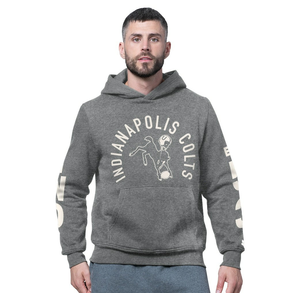 Indianapolis Colts Starter Handoff Vintage Logo Fleece Hoodie Sweatshirt Charcoal - NFL