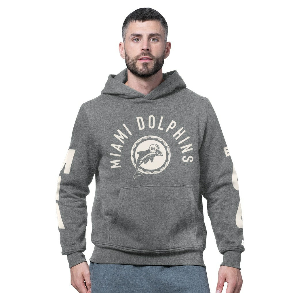 Miami Dolphins Starter Handoff Vintage Logo Fleece Hoodie Sweatshirt Charcoal - NFL