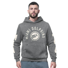 Miami Dolphins Starter Handoff Vintage Logo Fleece Hoodie Sweatshirt Charcoal - NFL