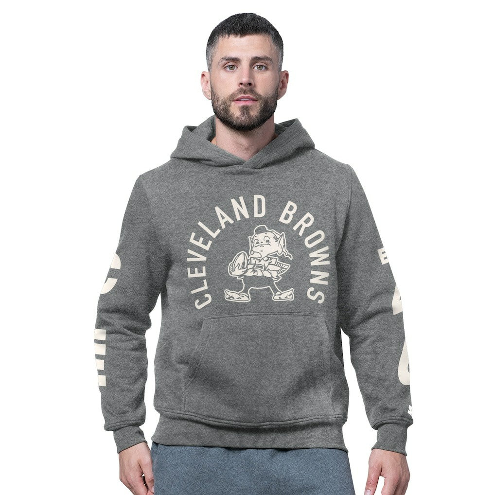 Cleveland Browns Starter Handoff Vintage Logo Fleece Hoodie Sweatshirt Charcoal - NFL