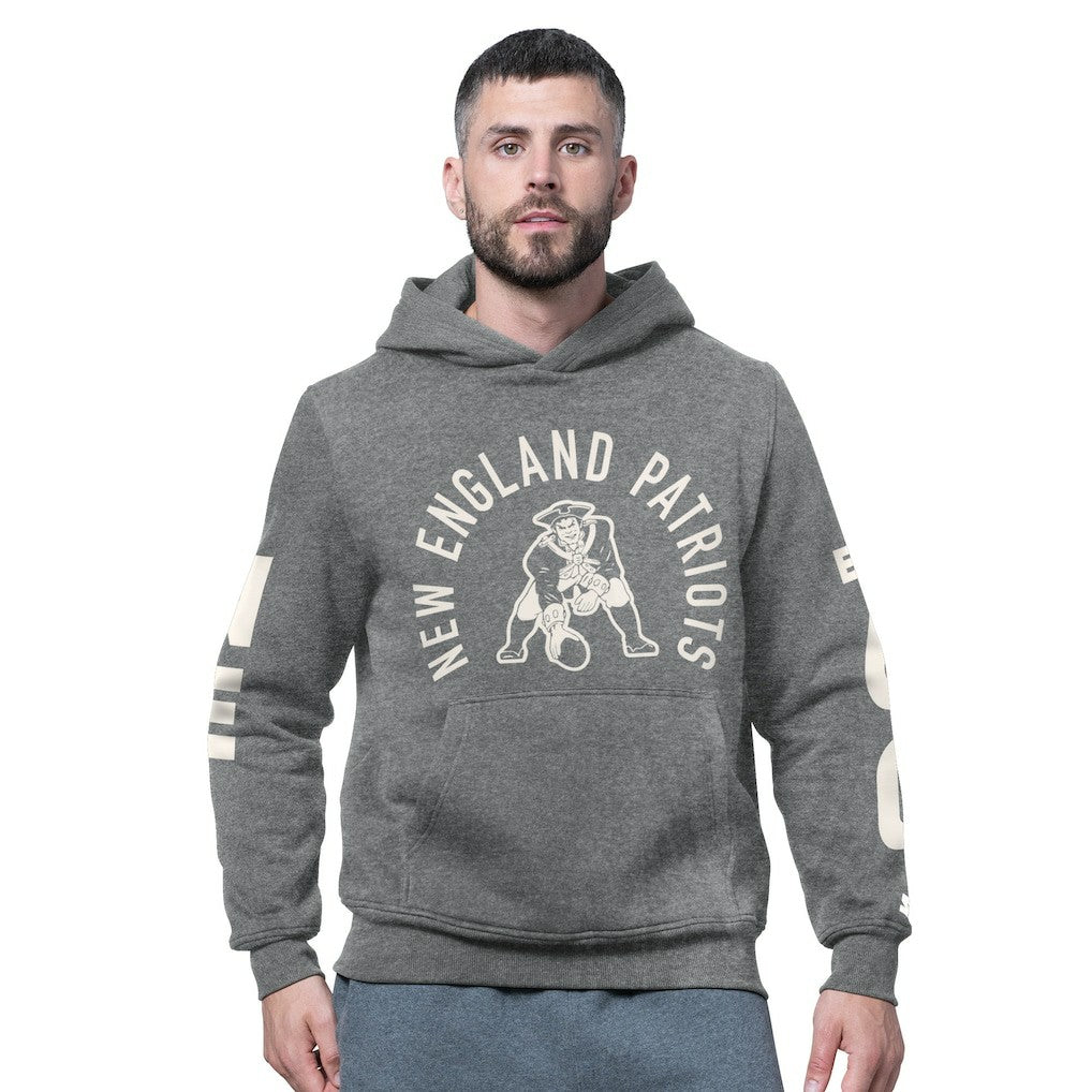 New England Patriots Starter Handoff Vintage Logo Fleece Hoodie Sweatshirt Charcoal - NFL