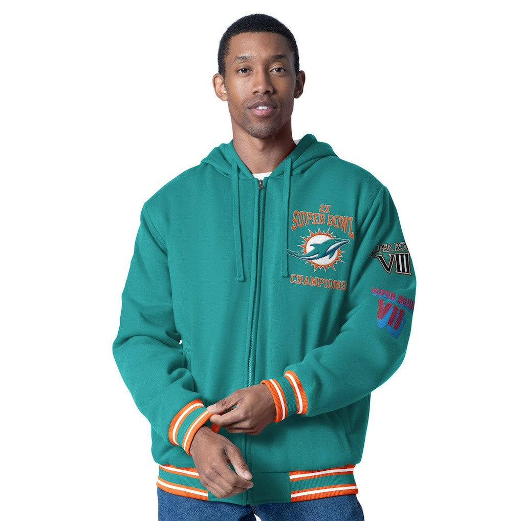 Miami Dolphins G-III Sports by Carl Banks Power Forward Commemorative Full-Zip Hooded Jacket Aqua - NFL