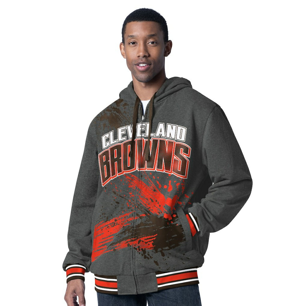 Cleveland Browns G-III Sports by Carl Banks Dual Threat Reversable Full-Zip Hooded Jacket Brown/Charcoal - NFL