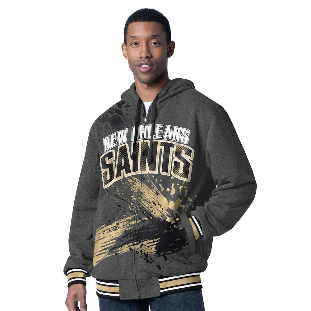 New Orleans Saints G-III Sports by Carl Banks Dual Threat Reversable Full-Zip Hooded Jacket Black/Charcoal - NFL