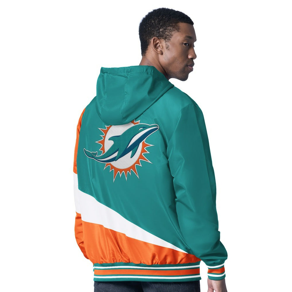 Miami Dolphins G-III Sports by Carl Banks Dual Threat Reversable Full-Zip Hooded Jacket Aqua/Charcoal - NFL