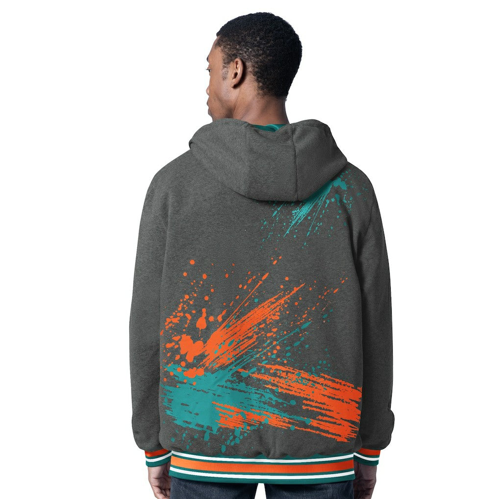 Miami Dolphins G-III Sports by Carl Banks Dual Threat Reversable Full-Zip Hooded Jacket Aqua/Charcoal - NFL