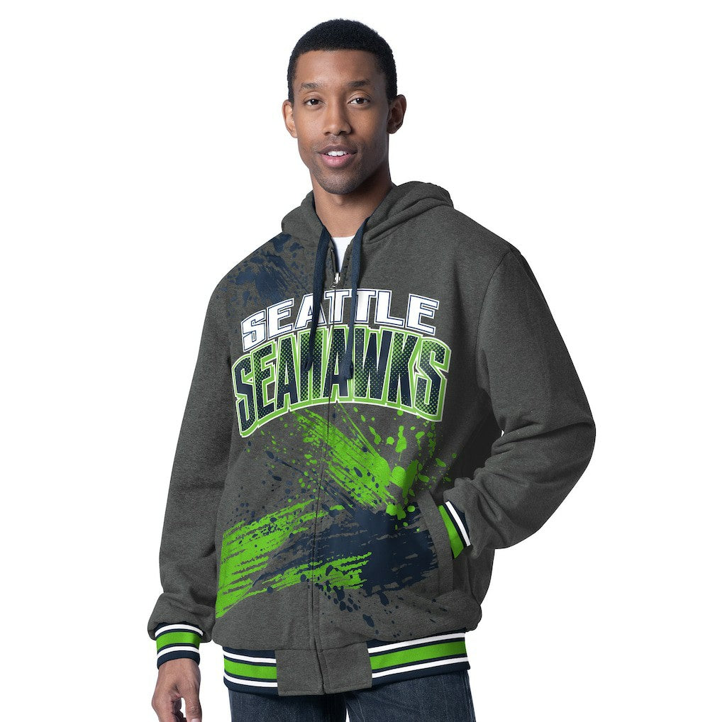 Seattle Seahawks G-III Sports by Carl Banks Dual Threat Reversable Full-Zip Hooded Jacket College Navy/Charcoal - NFL