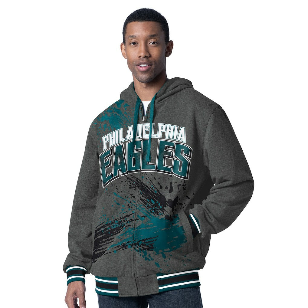 Philadelphia Eagles G-III Sports by Carl Banks Dual Threat Reversable Full-Zip Hooded Jacket Midnight Green/Charcoal - NFL