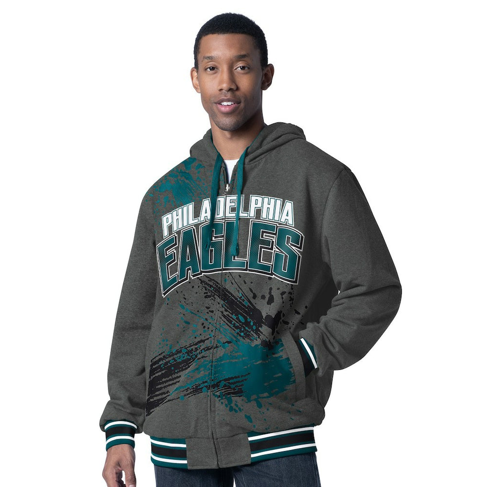 Philadelphia Eagles G-III Sports by Carl Banks Dual Threat Reversable Full-Zip Hooded Jacket Midnight Green/Charcoal - NFL