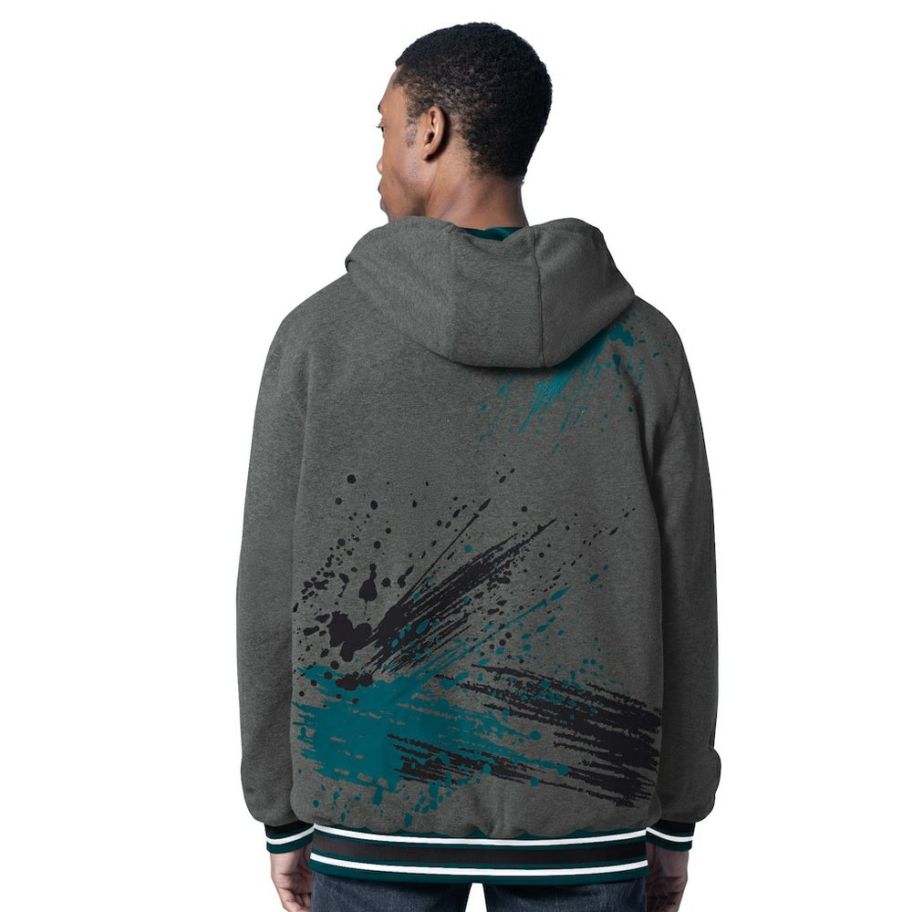 Philadelphia Eagles G-III Sports by Carl Banks Dual Threat Reversable Full-Zip Hooded Jacket Midnight Green/Charcoal - NFL