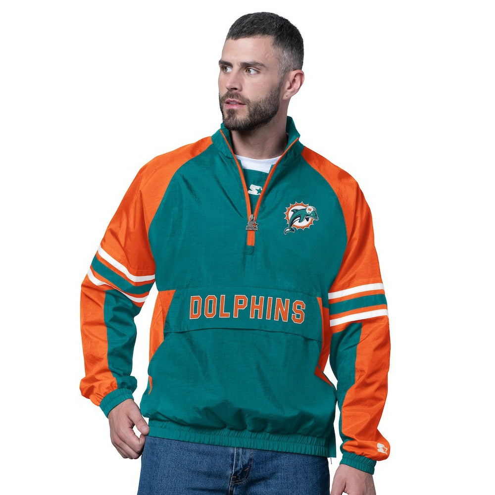 Miami Dolphins Starter Vintage Logo Prospect Half-Zip Pullover Aqua - NFL