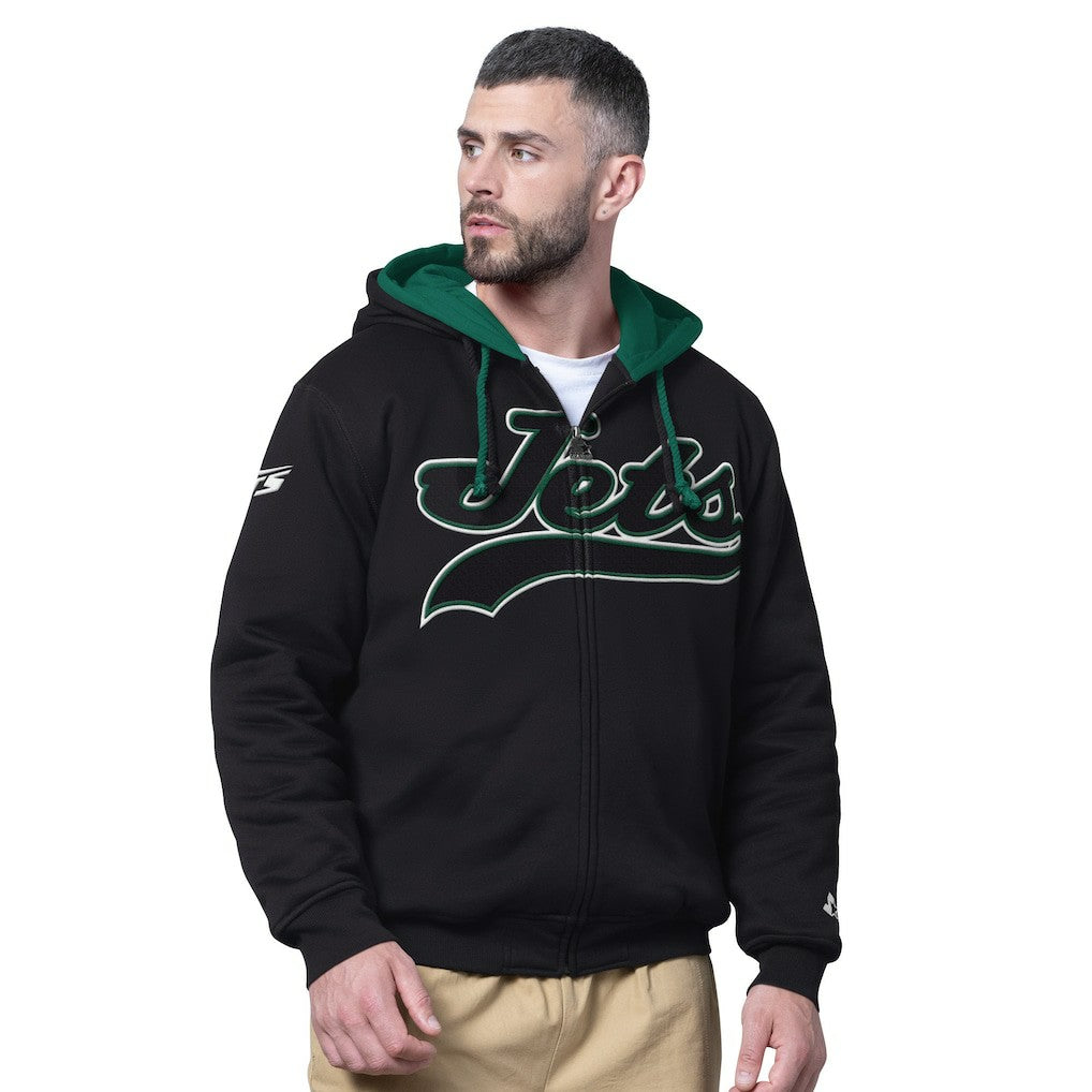 New York Jets Starter Big Shot Full-Zip Double Hoodie Black - NFL