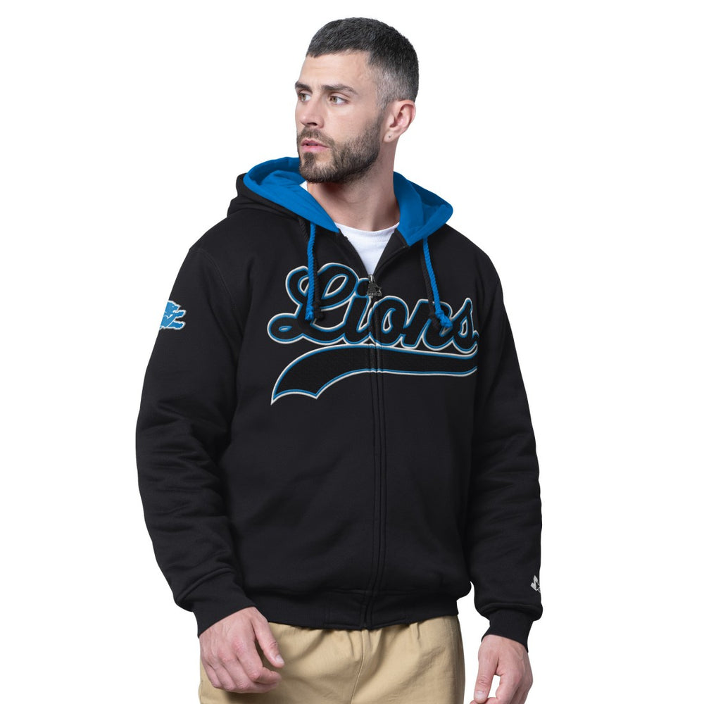 Detroit Lions Starter Big Shot Full-Zip Double Hoodie Black - NFL