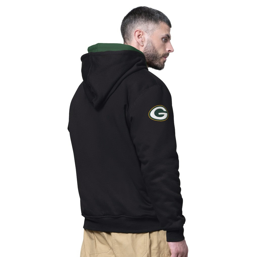 Green Bay Packers Starter Big Shot Full-Zip Double Hoodie Black - NFL