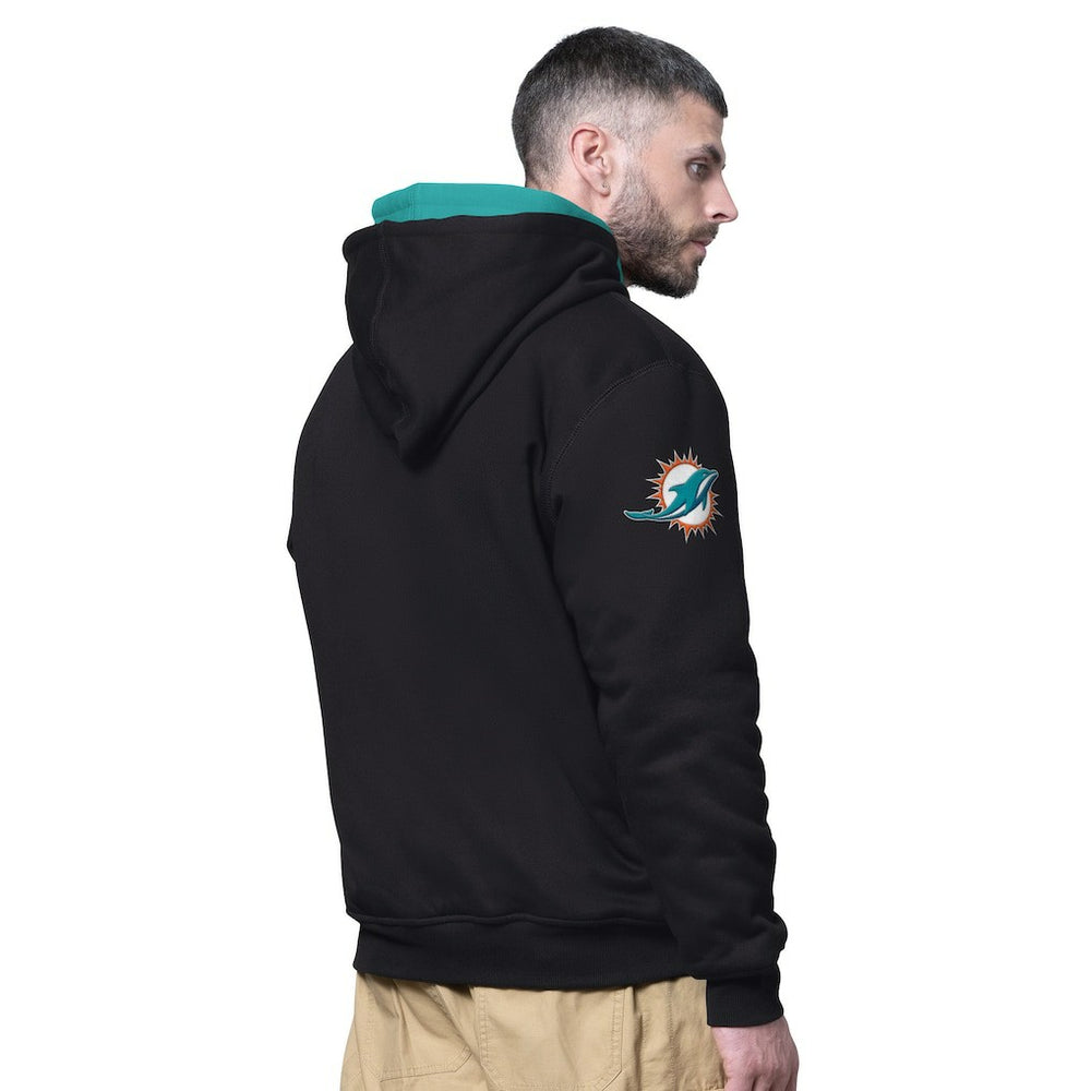 Miami Dolphins Starter Big Shot Full-Zip Double Hoodie Black - NFL