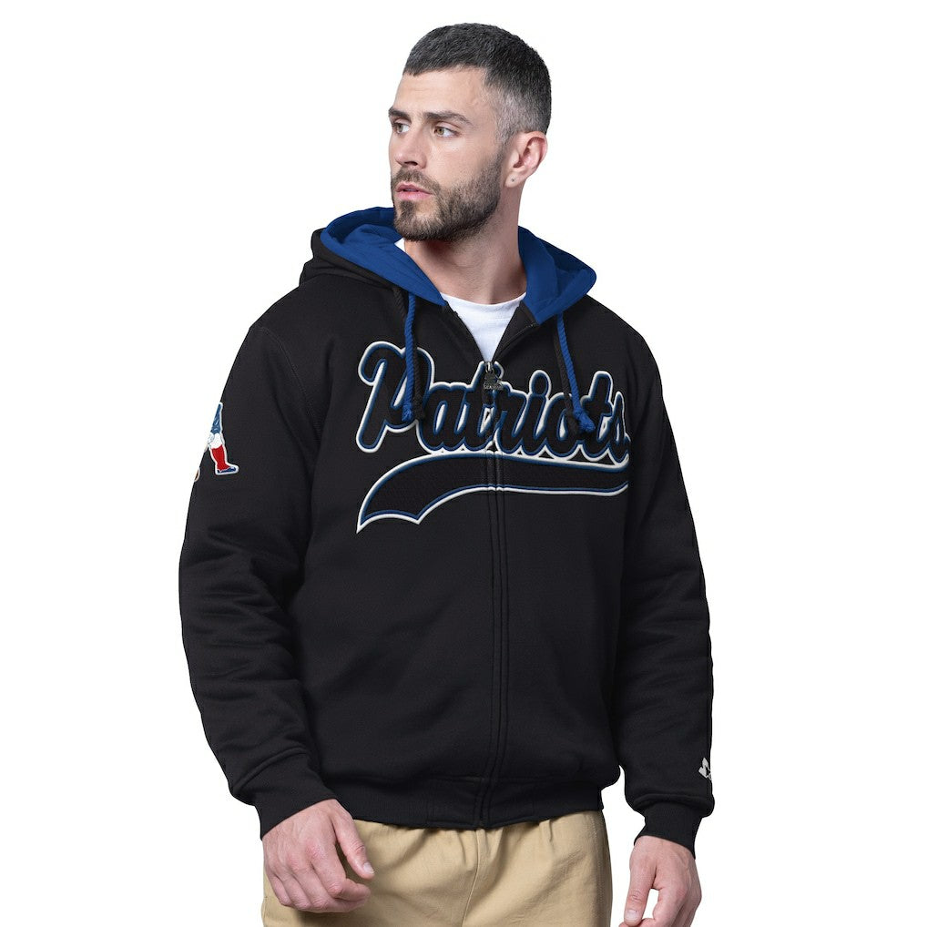 New England Patriots Starter Big Shot Throwback Full-Zip Double Hoodie Black - NFL