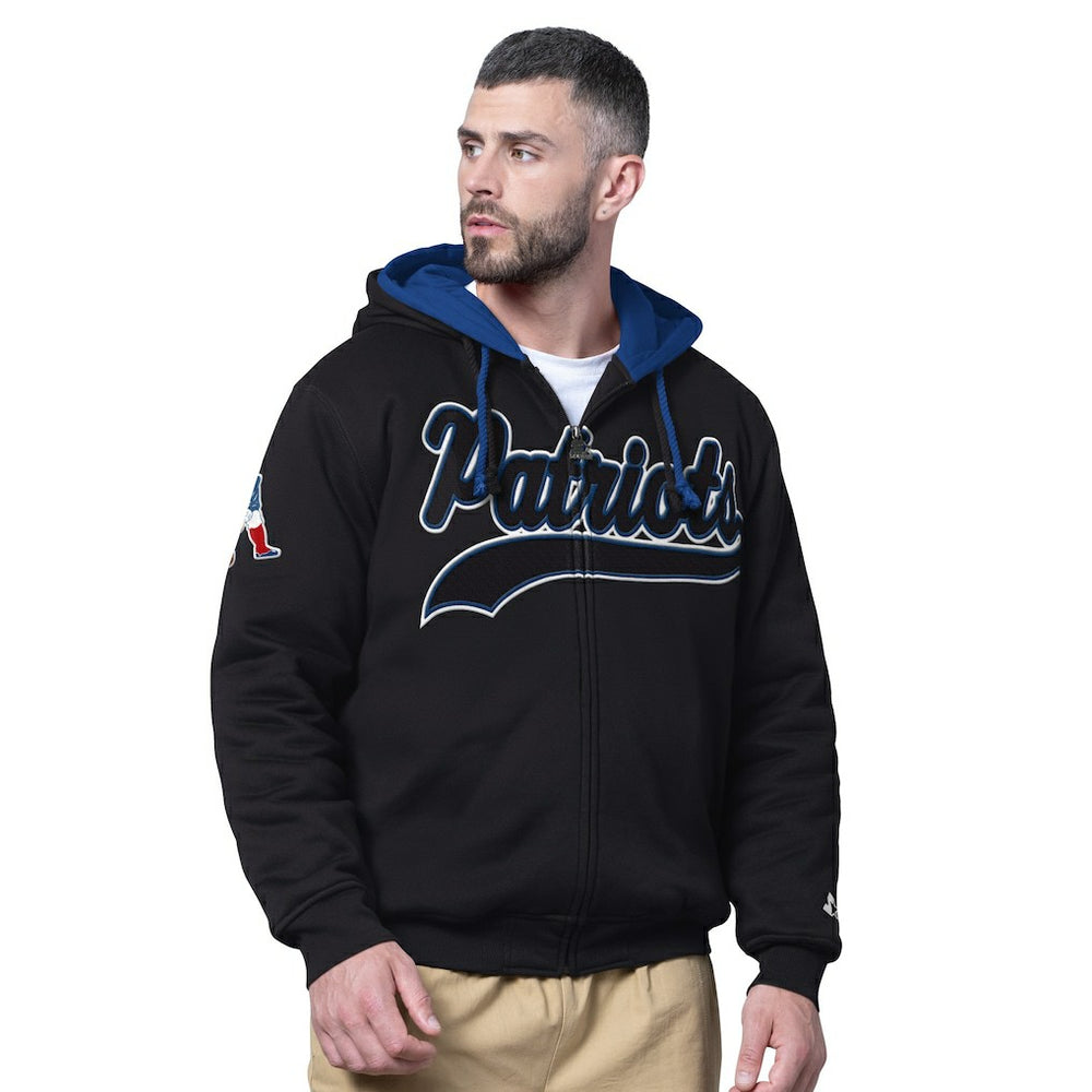 New England Patriots Starter Big Shot Throwback Full-Zip Double Hoodie Black - NFL