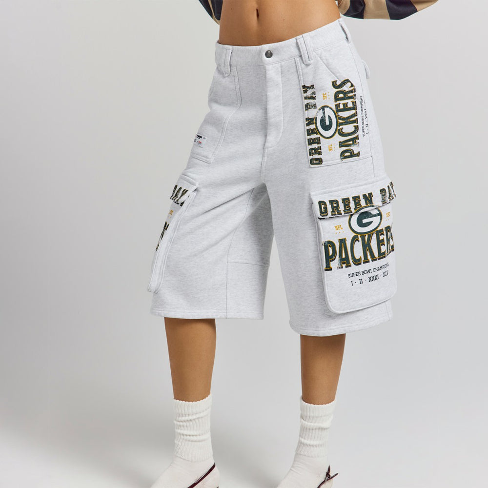 Green Bay Packers Off Season x NFL Women's Fleece Cargo Shorts Heather Gray - NFL