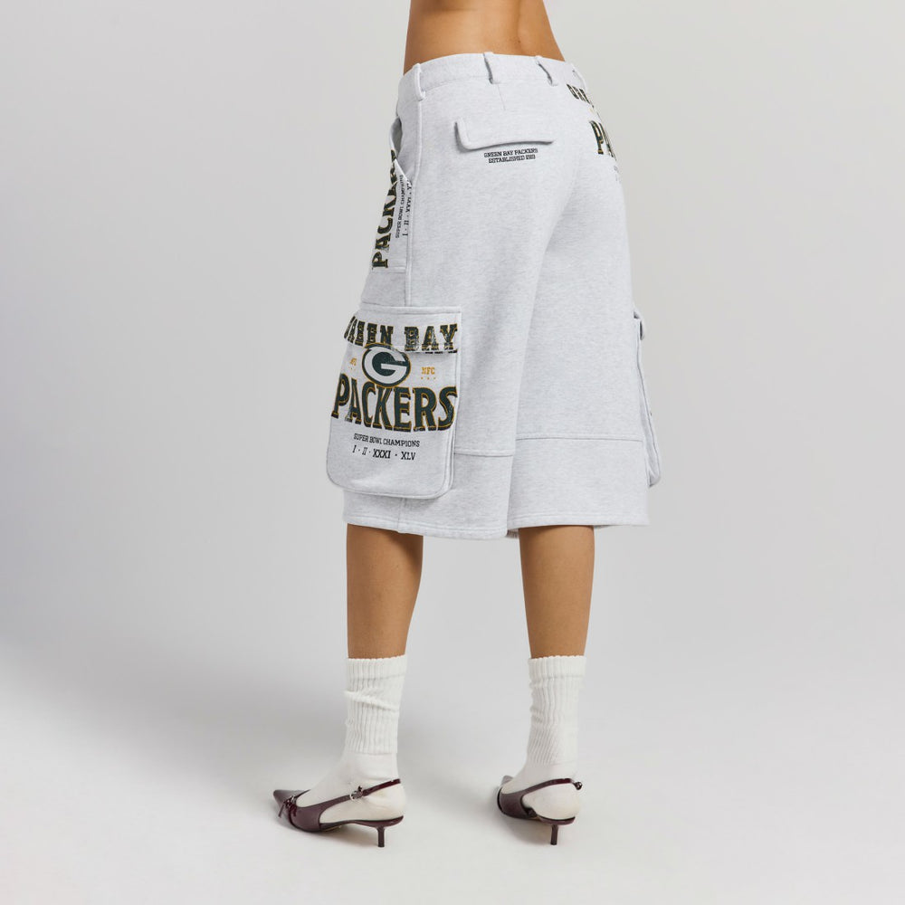 Green Bay Packers Off Season x NFL Women's Fleece Cargo Shorts Heather Gray - NFL