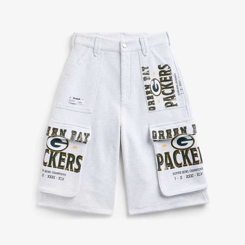 Green Bay Packers Off Season x NFL Women's Fleece Cargo Shorts Heather Gray - NFL