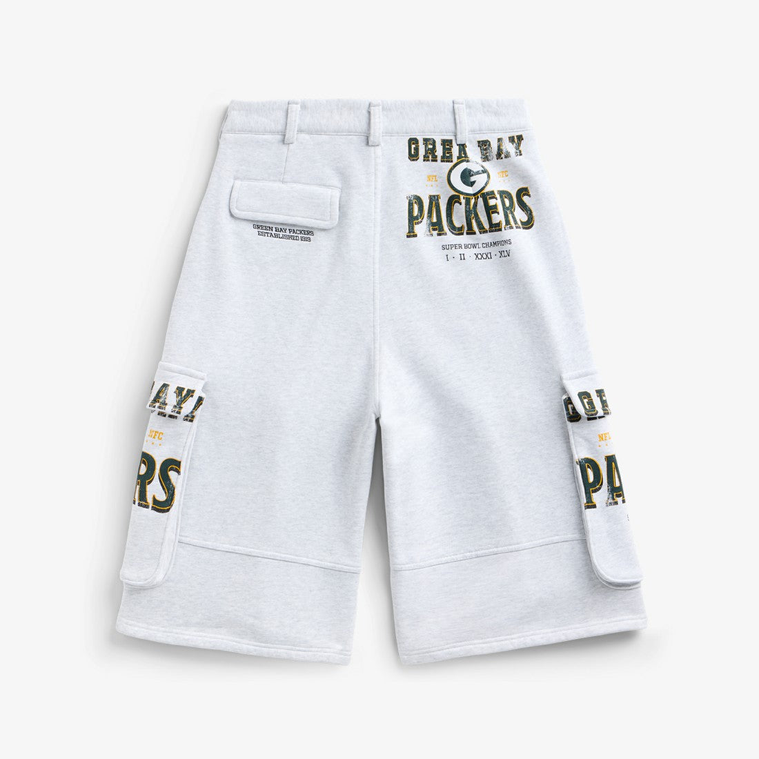 Green Bay Packers Off Season x NFL Women's Fleece Cargo Shorts Heather Gray - NFL