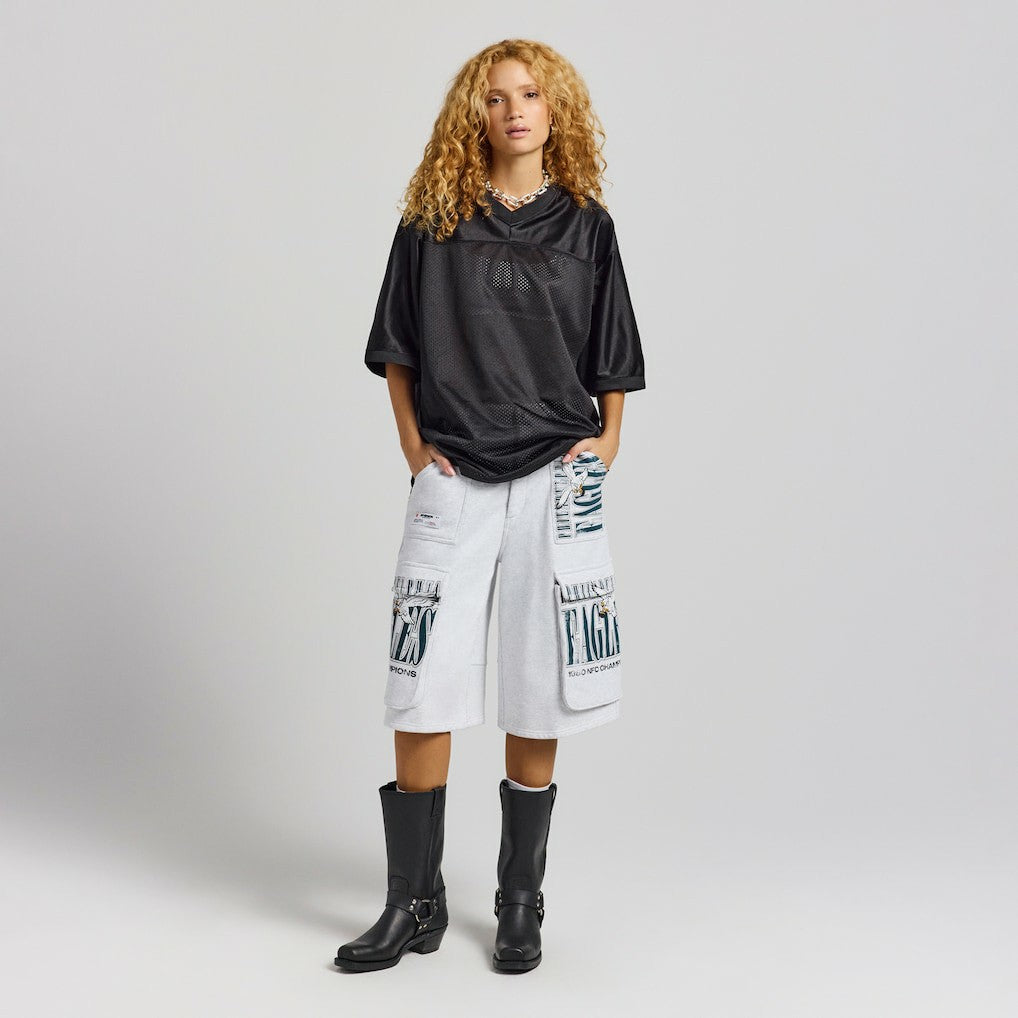 Philadelphia Eagles Off Season x NFL Women's Fleece Cargo Shorts Heather Gray - NFL