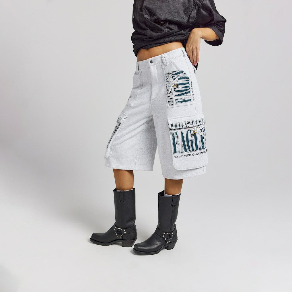 Philadelphia Eagles Off Season x NFL Women's Fleece Cargo Shorts Heather Gray - NFL