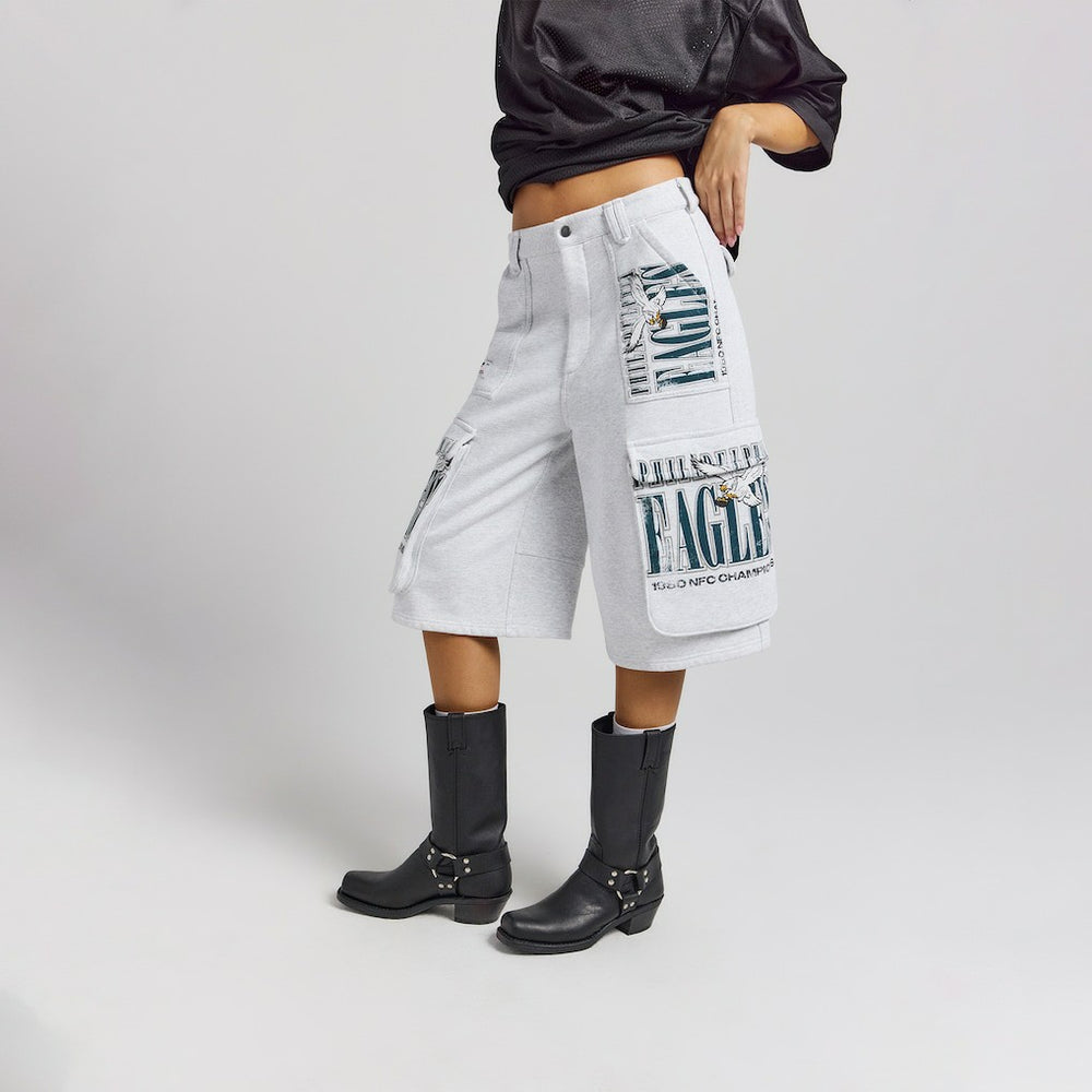 Philadelphia Eagles Off Season x NFL Women's Fleece Cargo Shorts Heather Gray - NFL