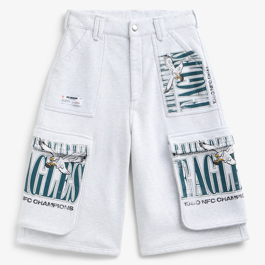 Philadelphia Eagles Off Season x NFL Women's Fleece Cargo Shorts Heather Gray - NFL