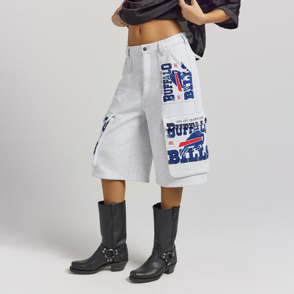 Buffalo Bills Off Season x NFL Women's Fleece Cargo Shorts Heather Gray - NFL