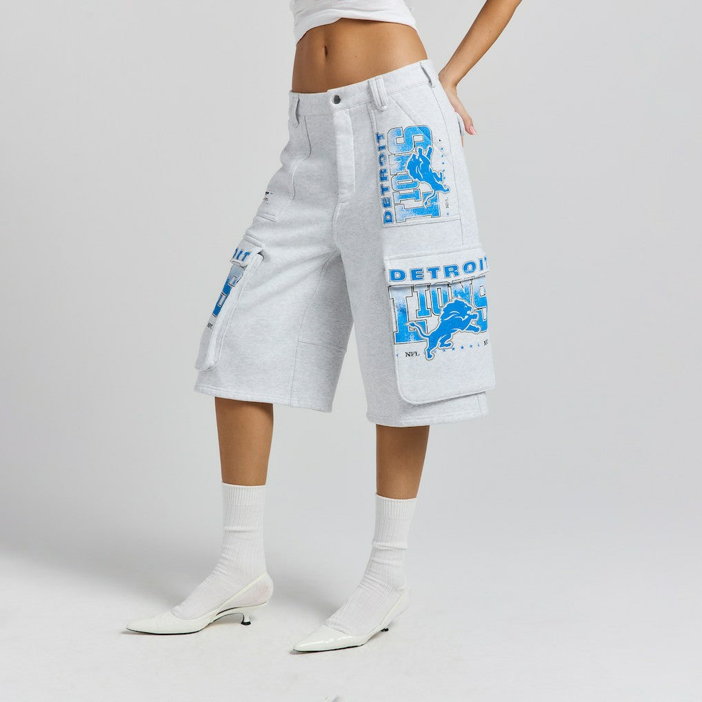Detroit Lions Off Season x NFL Women's Fleece Cargo Shorts Heather Gray - NFL
