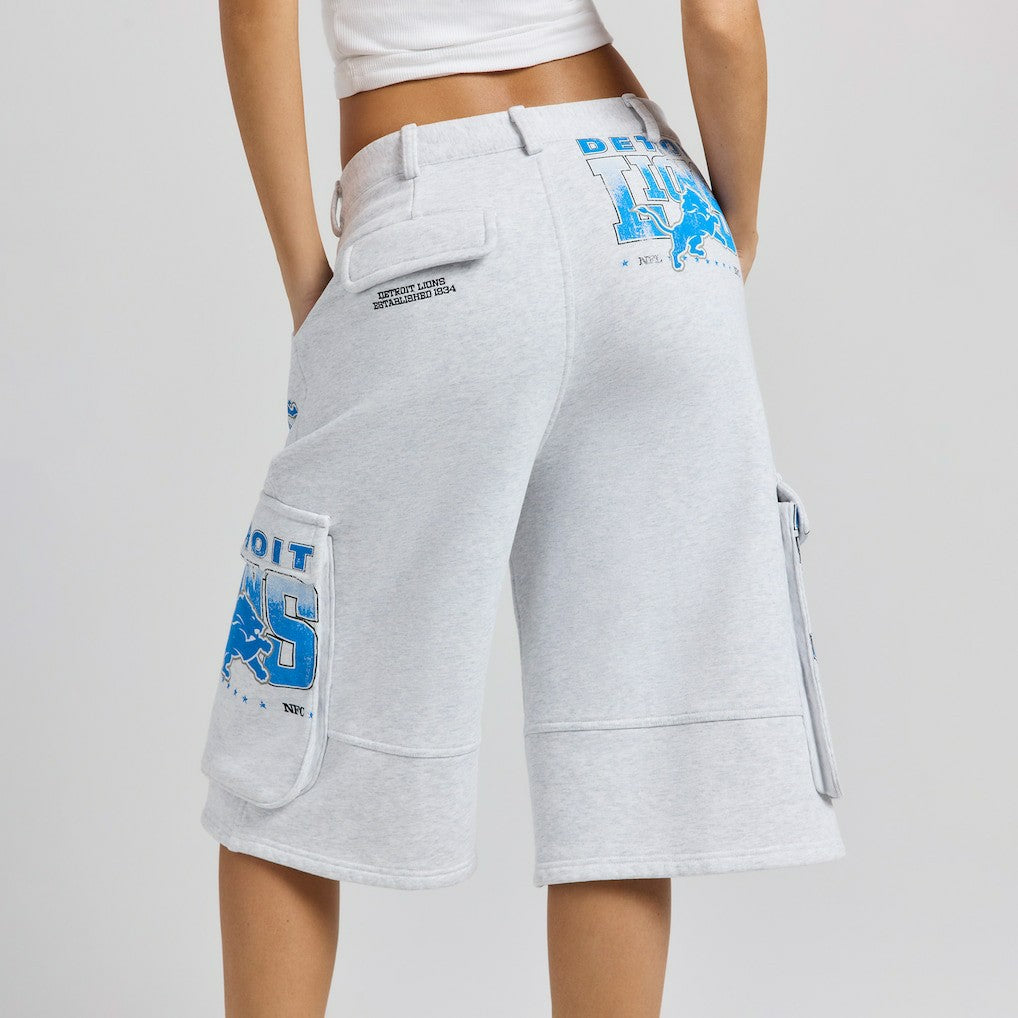 Detroit Lions Off Season x NFL Women's Fleece Cargo Shorts Heather Gray - NFL