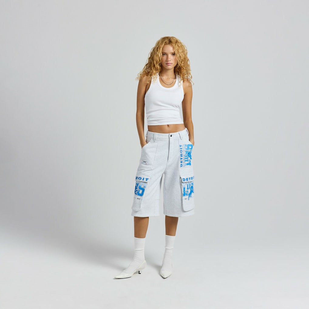 Detroit Lions Off Season x NFL Women's Fleece Cargo Shorts Heather Gray - NFL