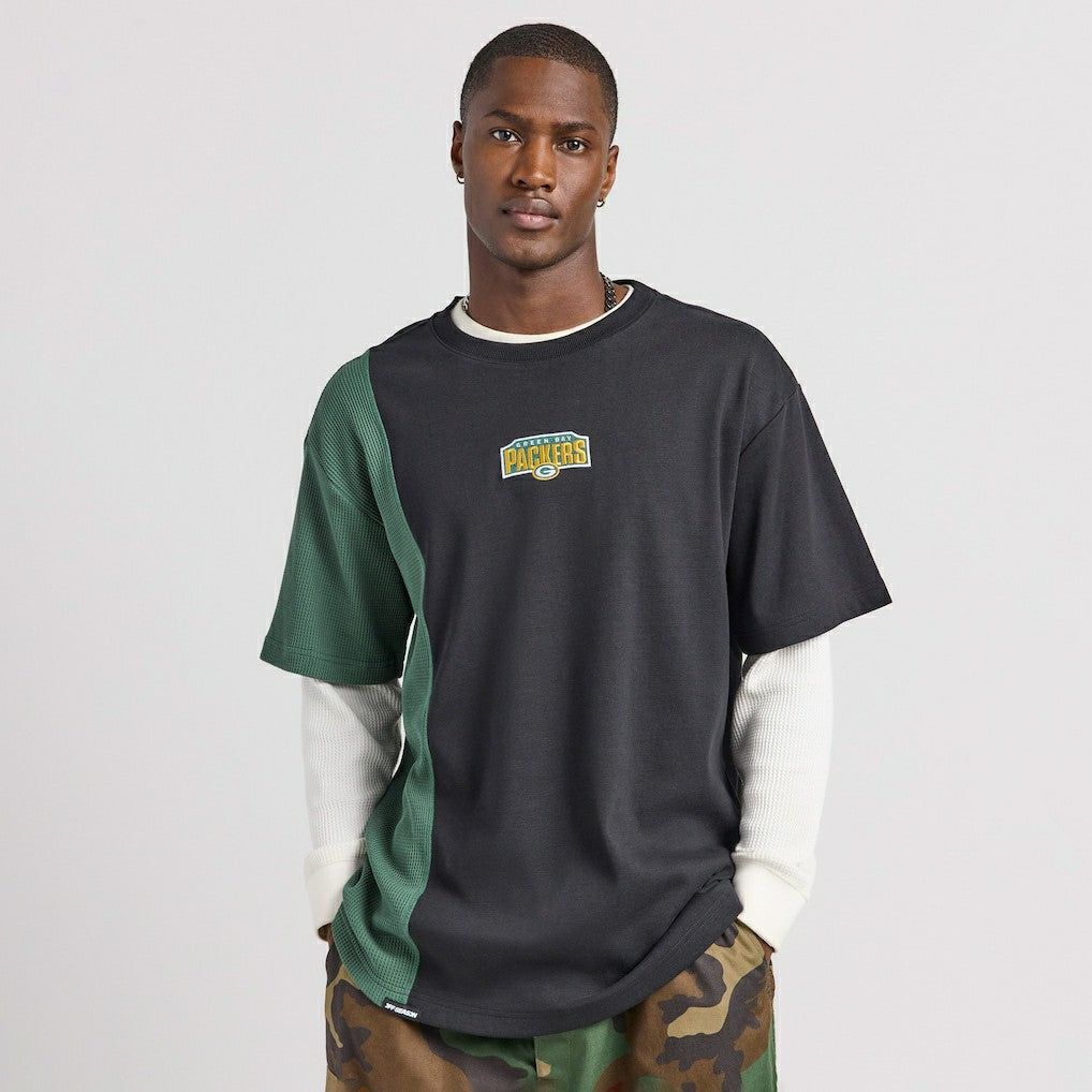 Green Bay Packers Off Season x NFL Unisex Spliced T-Shirt Black - NFL