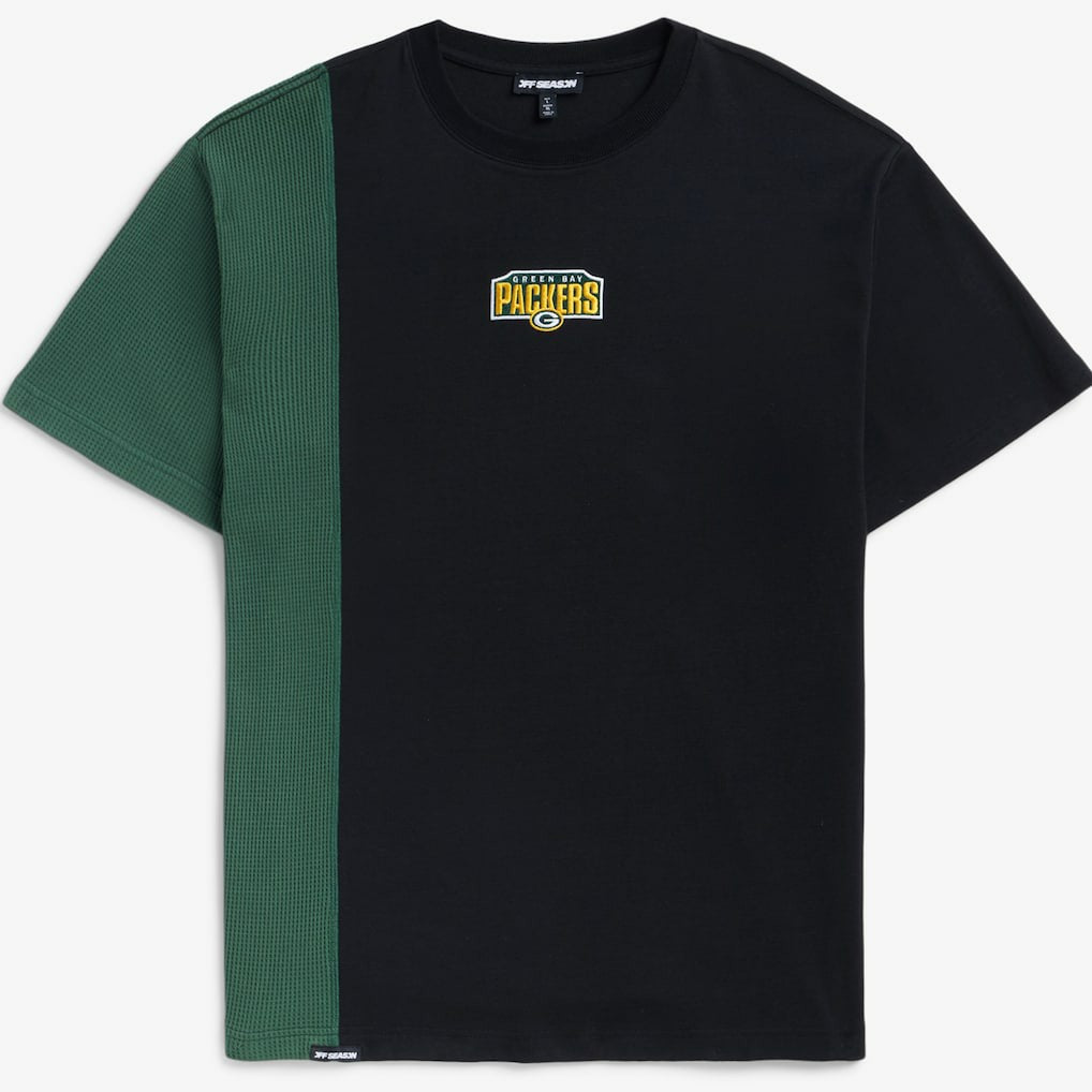 Green Bay Packers Off Season x NFL Unisex Spliced T-Shirt Black - NFL