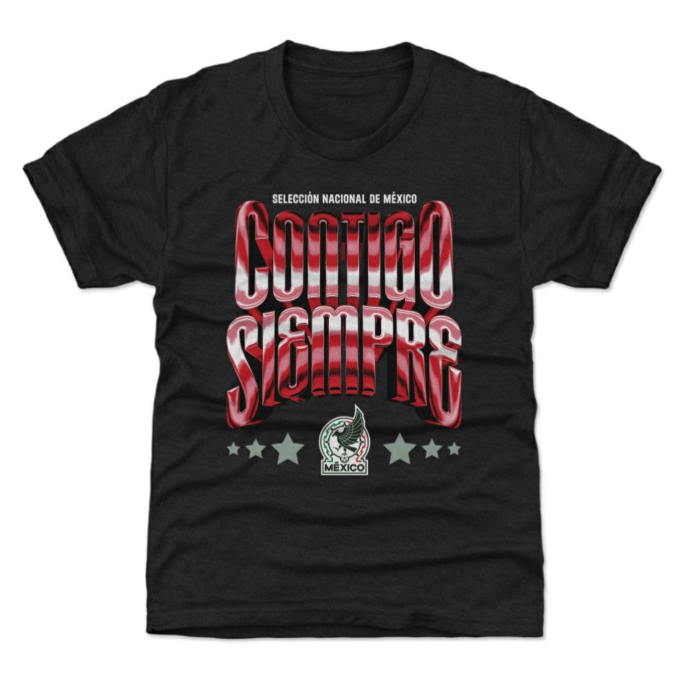 Mexico National Team 500 Level Youth Contigo Siempre Vintage T-Shirts - Black