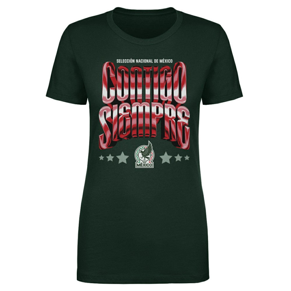 Mexico National Team 500 Level Women's Contigo Siempre Vintage T-Shirts - Green