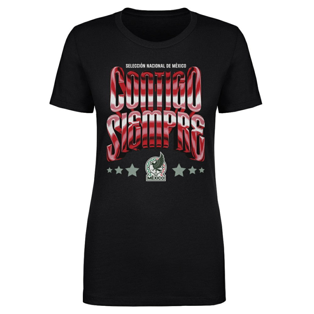Mexico National Team 500 Level Women's Contigo Siempre Vintage T-Shirts - Black